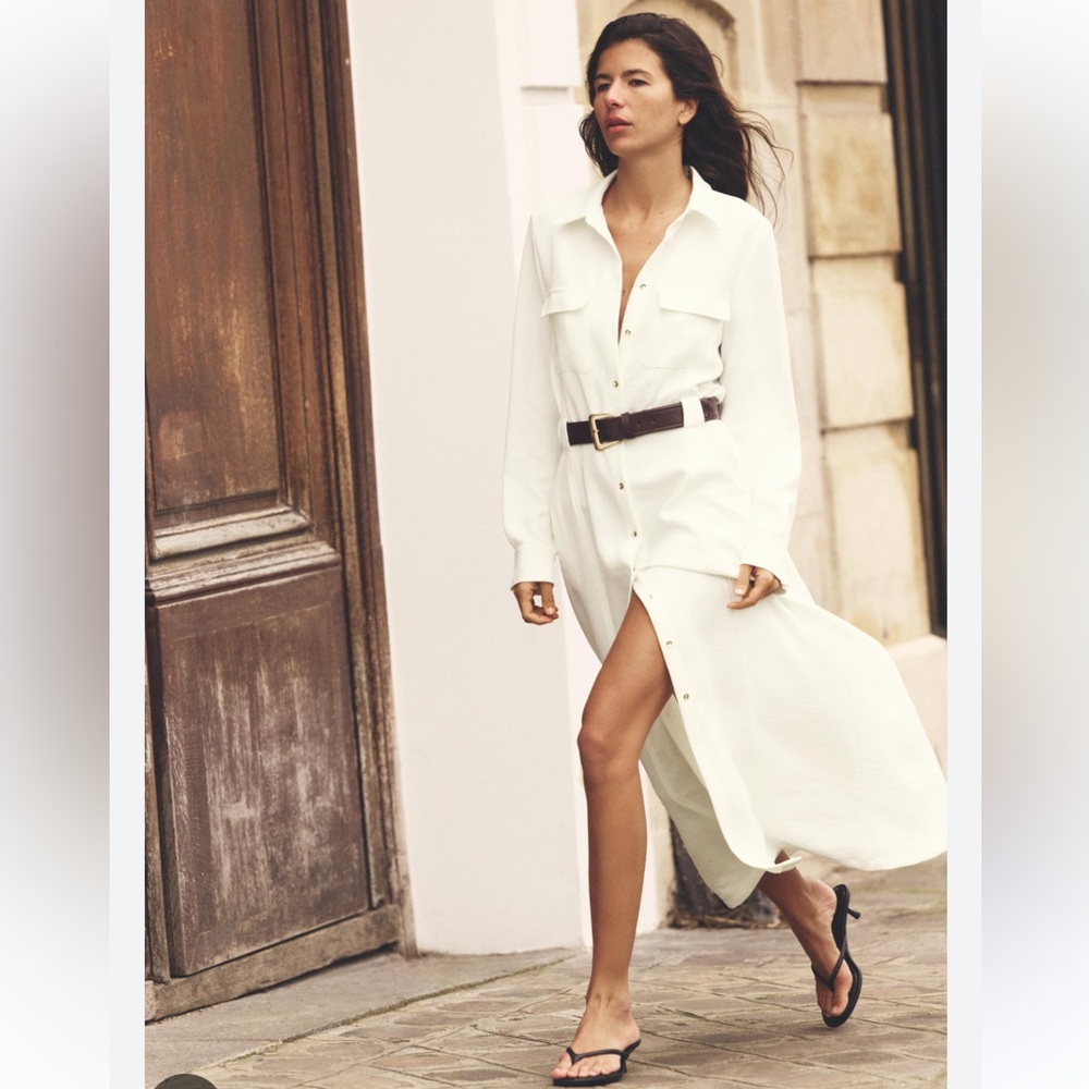 ZARA Belted Crepe Midi Dress 2252/542